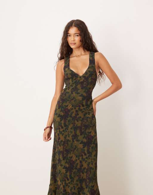 ASOS DESIGN maxi dress with strap back detail and frill hem in floral print, 4 of 4