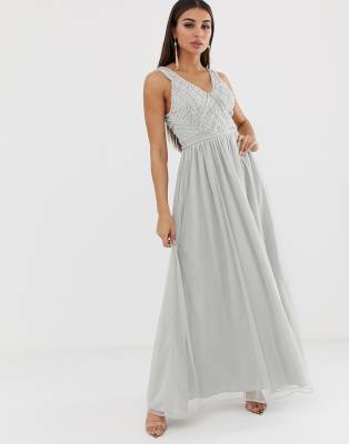 asos design tulle maxi dress with embellished waist