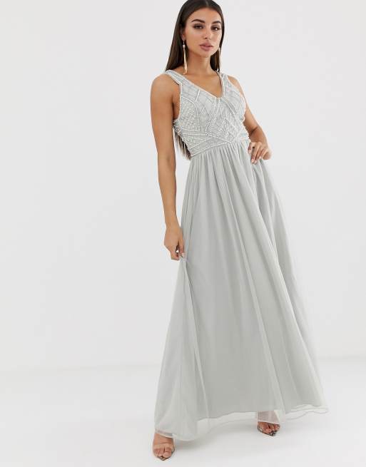 Asos design tulle maxi hotsell dress with embellished waist