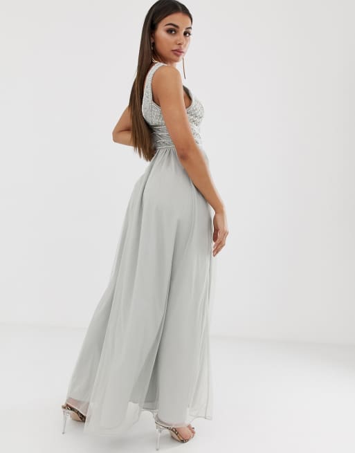 Asos design maxi dress in tulle with embellished outlet bodice