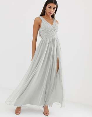 asos design tulle maxi dress with embellished waist