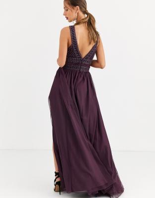 asos design tulle maxi dress with embellished waist