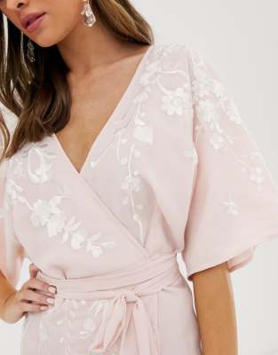 asos design embroidered wrap maxi dress