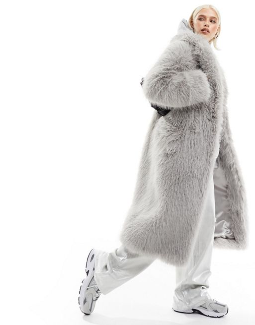 ASOS Parka With Coloured Faux Fur Liner  Faux fur lined coat, Winter coats  women, Grey faux fur coat