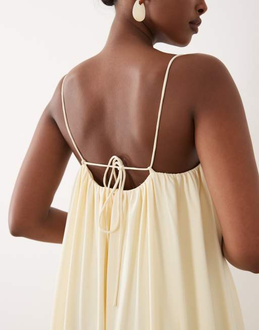 ASOS DESIGN - Maxi jurk met A-lijn en camibandjes in lichtgeel, 3 van 4