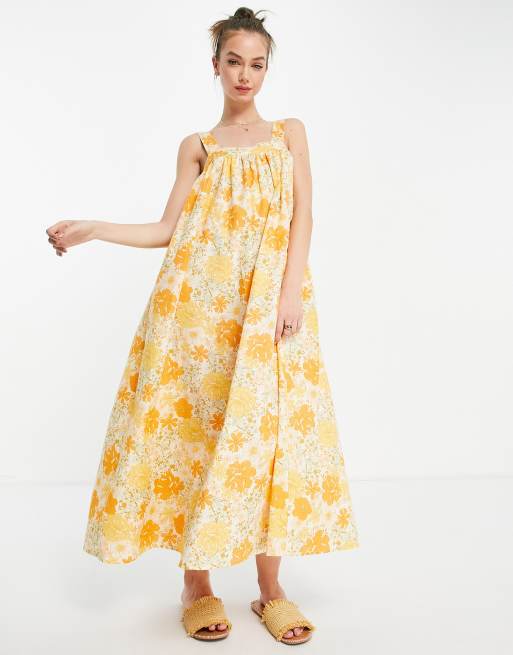 ASOS DESIGN - Maxi jurk met A-lijn en gemengde bloemenprint in jaren 70-stijl
