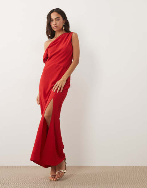 ASOS DESIGN - Maxi jurk met blote schouders in rood - view 1