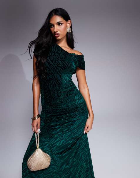 ASOS DESIGN - Maxi-jurk met burn-out zebraprint in groen - view 1