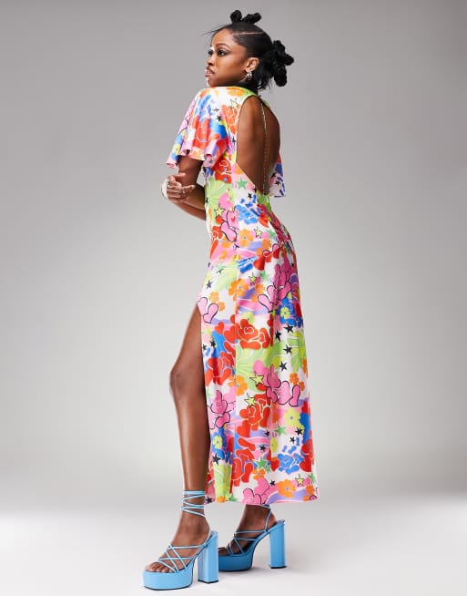 ASOS DESIGN - Maxi-jurk met felle bloemen- en hartjesprint, 4 van 4