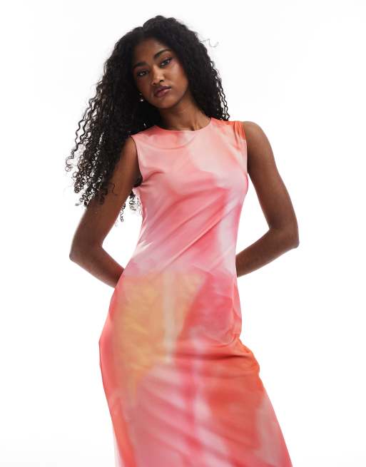 ASOS DESIGN - Maxi jurk met geplaatste bloemenprint en rechte hals in multi, 4 van 4