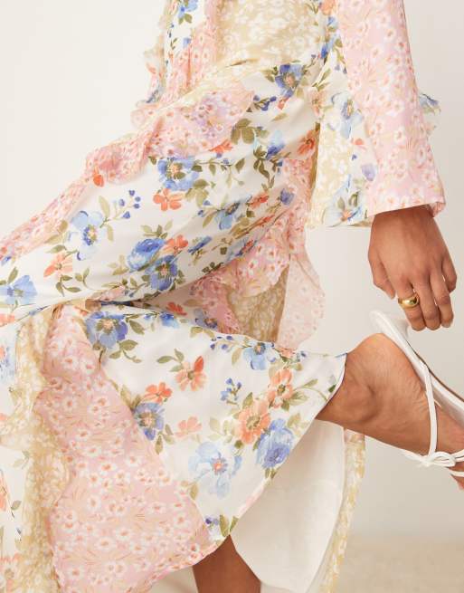 ASOS DESIGN spliced ruffle seam detail maxi dress in pretty floral