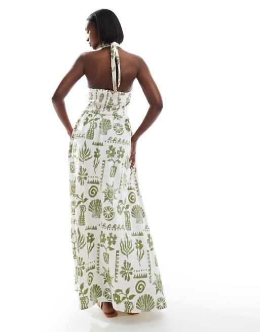 ASOS DESIGN - Maxi-jurk met halternek en lage achterkant in bloemenprint, 2 van 4