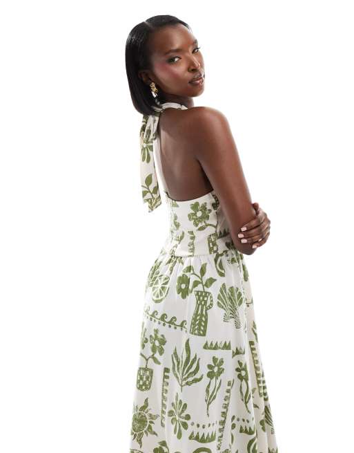 ASOS DESIGN - Maxi-jurk met halternek en lage achterkant in bloemenprint, 4 van 4
