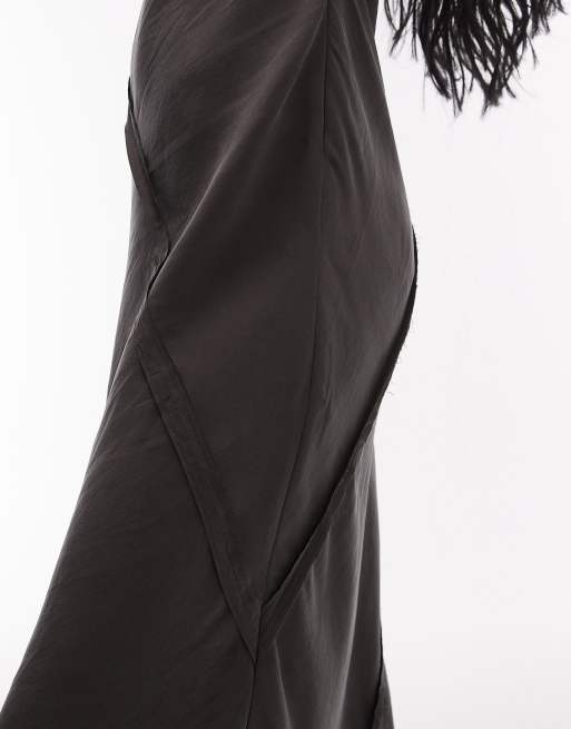 ASOS DESIGN - Maxi jurk met halternek en siernaden in antracietgrijs, 4 van 4