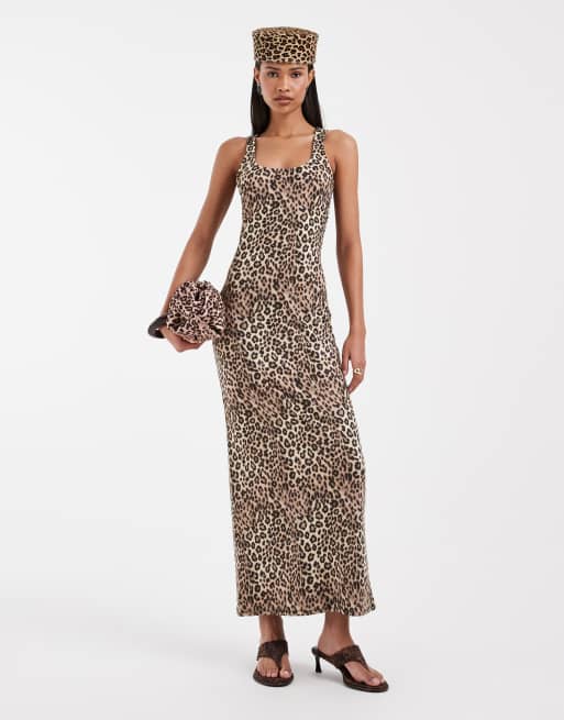 ASOS DESIGN - Maxi jurk met lage ronde hals in luipaardprint, 2 van 5