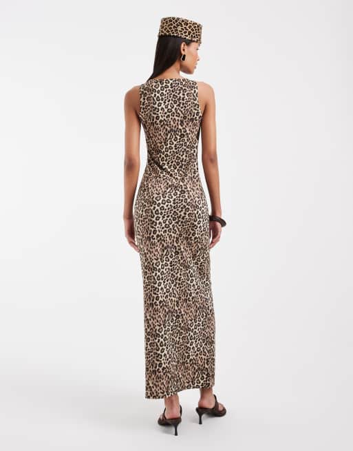 ASOS DESIGN - Maxi jurk met lage ronde hals in luipaardprint, 4 van 5