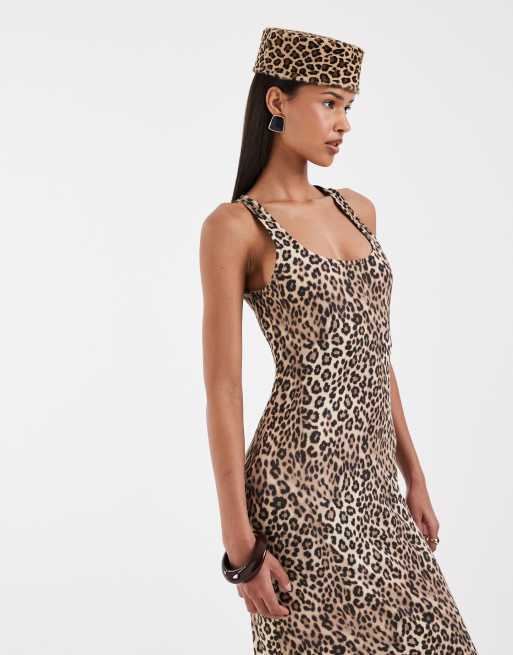 ASOS DESIGN - Maxi jurk met lage ronde hals in luipaardprint, 5 van 5