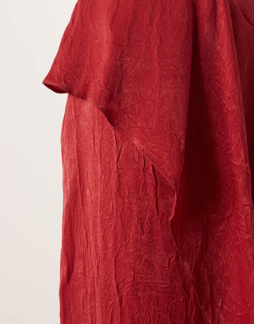 ASOS DESIGN - Maxi-jurk met lagen en volants in donker kersenrood, 3 van 4