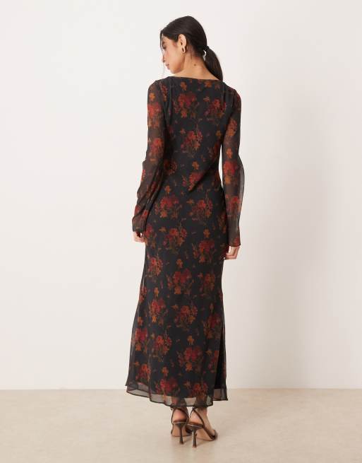ASOS DESIGN - Maxi-jurk met lange mouwen in bloemenprint, 3 van 4