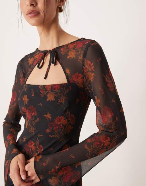 ASOS DESIGN - Maxi-jurk met lange mouwen in bloemenprint, 4 van 4
