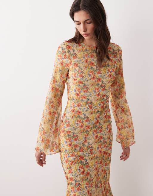 ASOS DESIGN - Maxi-jurk met lange mouwen in bloemenprint, 2 van 4
