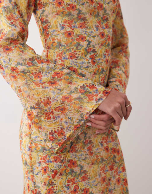 ASOS DESIGN - Maxi-jurk met lange mouwen in bloemenprint, 4 van 4