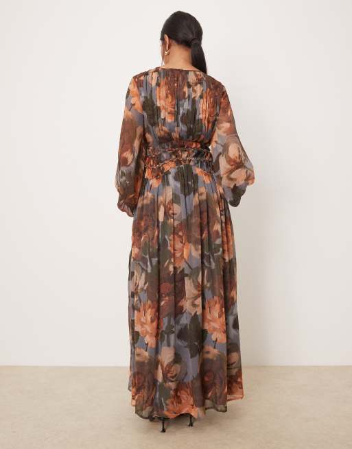 ASOS DESIGN - Maxi-jurk met macramé detail in de taille en bloemenprint, 3 van 4