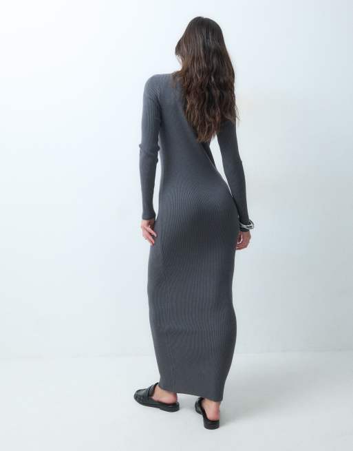 ASOS DESIGN maxi jurk met opstaande boord in antracietgrijs, 4 van 4