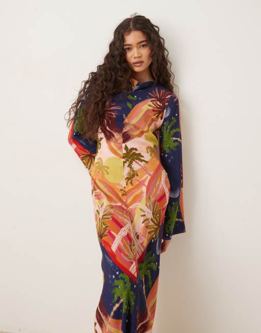 ASOS DESIGN - Maxi jurk met rechte hals en vakantieprint, 4 van 4