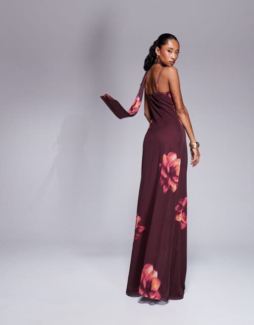 ASOS DESIGN - Maxi jurk met schouderbandjes en roze bloemenprint, 4 van 4