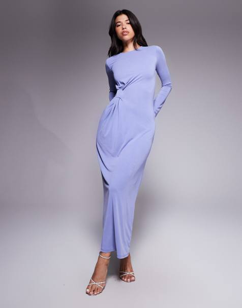 ASOS DESIGN - Maxi jurk van modal met gedraaid knoopdetail in blauw violet - view 1