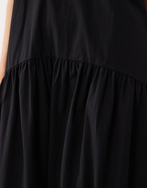 ASOS DESIGN - Maxi jurk van poplin met V-hals in zwart, 3 van 4