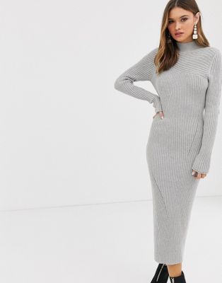 long grey knit dress