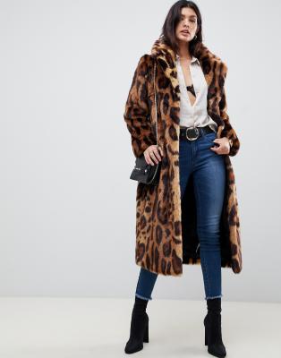 asos design leopard coat