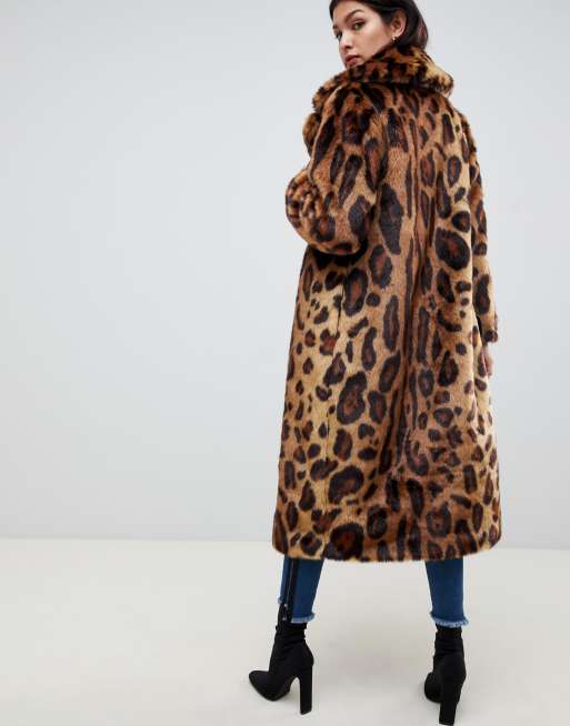 Animal print long clearance coat