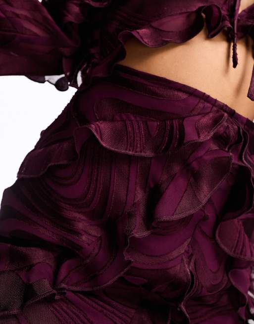 ASOS DESIGN – Maxi-Milchmädchenkleid aus Ausbrenner-Satin in 