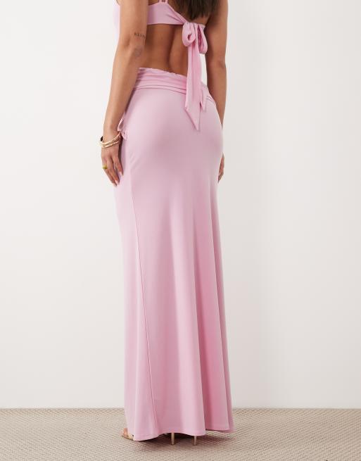ASOS DESIGN maxi-nederdel som del af sæt med hardware-detalje i pink, 5 af 5