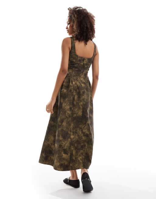 ASOS DESIGN - Maxi-overgooierjurk van PU in gewassen bruine leerlook, 3 van 4