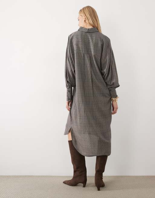 ASOS DESIGN maxi overhemdjurk met brede manchetten in monochrome ruit, 4 van 4