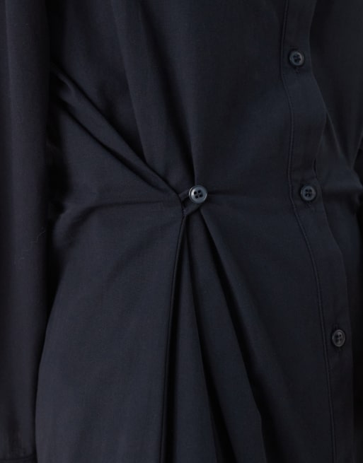 ASOS DESIGN - Maxi overhemdjurk met getailleerde taille in marineblauw, 3 van 4
