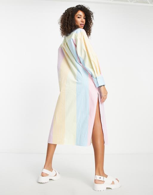 ASOS DESIGN - Maxi-overhemdjurk van katoen in zomerse strepen, 2 van 4