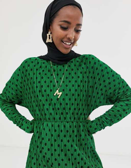 Asos green clearance spotty dress