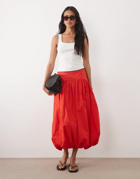 ASOS DESIGN - Maxi pofrok met verlaagde taille in rood - view 1