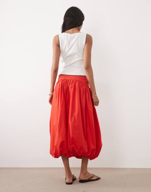 ASOS DESIGN - Maxi pofrok met verlaagde taille in rood, 4 van 5