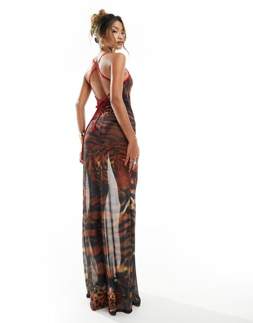 Asos tiger print dress outlet