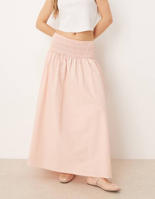 ASOS DESIGN - Maxi-rok met gesmokte taille in roze, 4 van 5