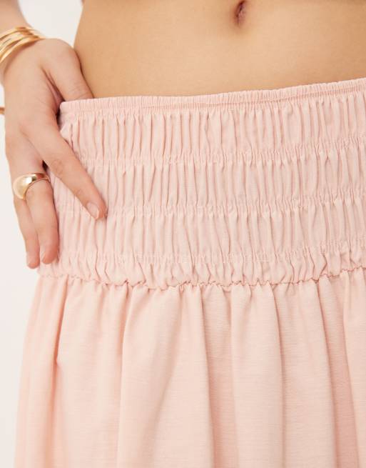 ASOS DESIGN - Maxi-rok met gesmokte taille in roze, 5 van 5