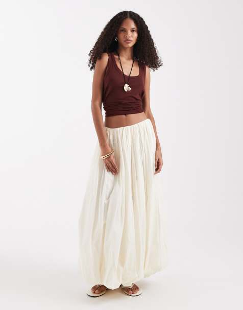 ASOS DESIGN - Maxi rok met pofzoom in stone - view 1