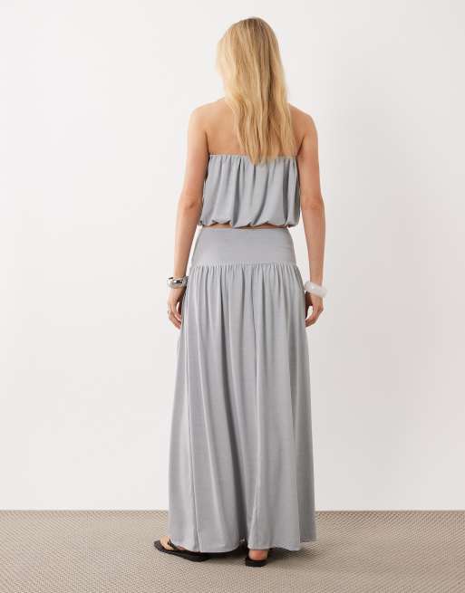 ASOS DESIGN - Maxi rok met verlaagde taille en split in gemêleerd grijs, deel van co-ord set, 4 van 5