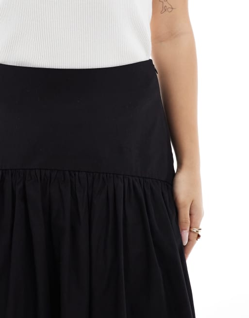 ASOS DESIGN drop waist maxi skirt in black